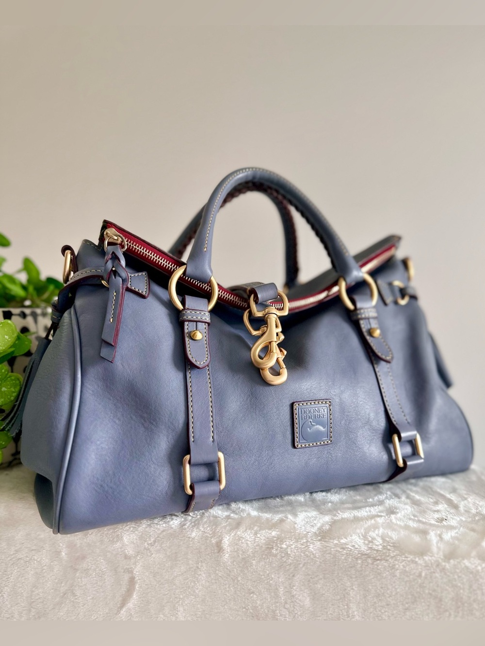 Dooney & Bourke Vintage Florentine Satchel in STEEL BLUE NWOT